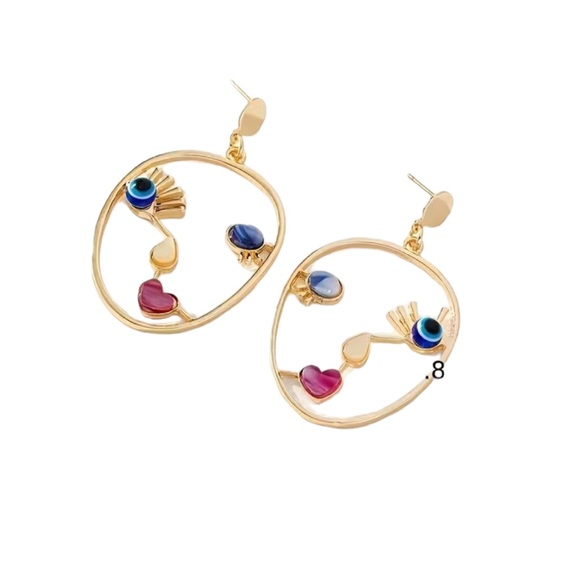 Abstract Gold Cut Metal Face with Colorful Accents - Picture 4 of 7